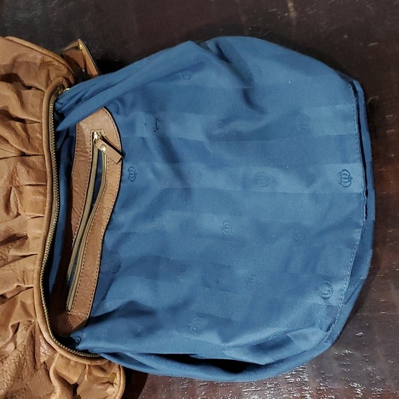 JUICY COUTURE BROWN BAG GOLD CHUNKY CHAIN SHOULDER HOBO PEBBLE LEATHER BOHO CHIC - Picture 10 of 13